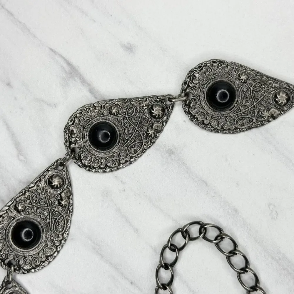 Ornate Studded Black Metal Chain Link Belt Medium/Large (M/L) ✨